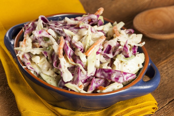 Homemade Coleslaw With Shredded Cabbage And Lettuce