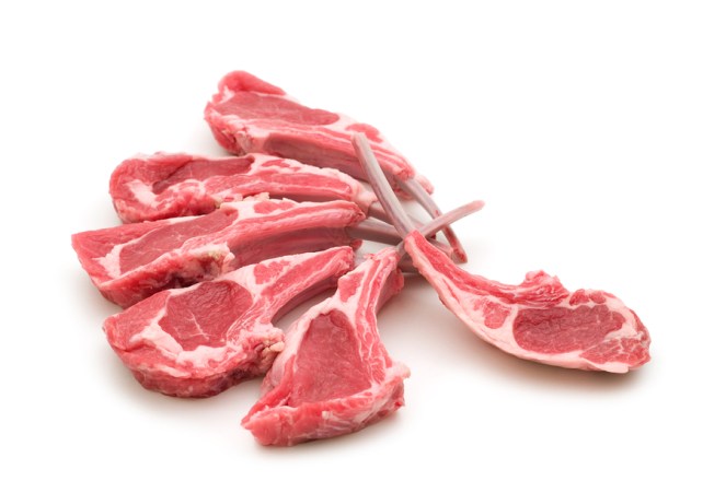 raw lamb meat on white background